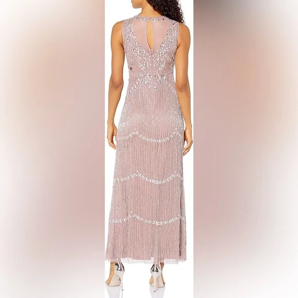 Aidan Mattox Beaded Fringe Gown